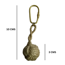 Load image into Gallery viewer, Monkey Fist in Jute Keychain with Carabiner Hook
