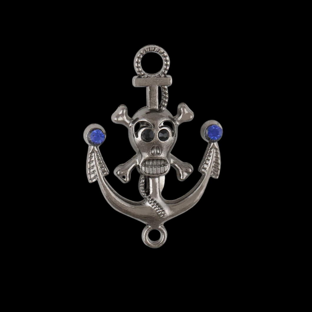 Classic Metal Anchor Skull Motif Pin Brooch - Unisex