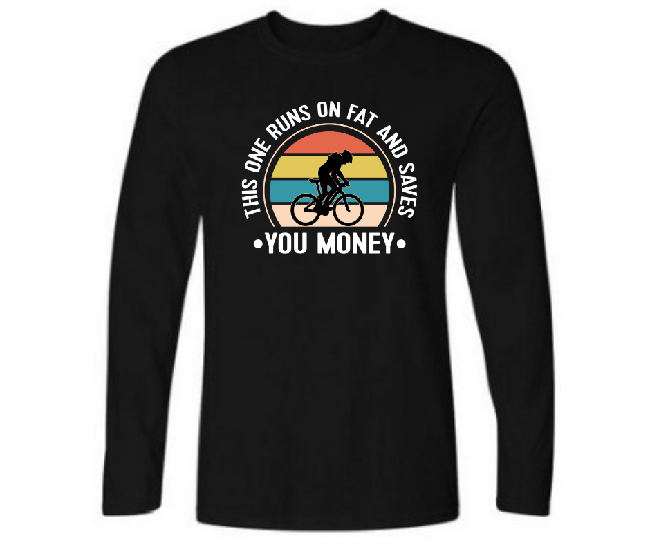 This one runs on fat - Men's full sleeve round neck T-shirt