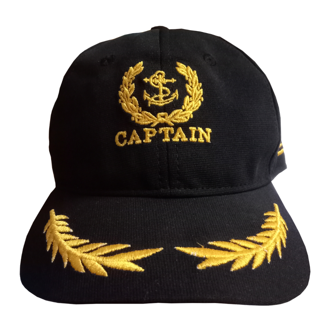 Kids Captain Embroidered Black Cap - Premium Quality