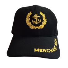 Load image into Gallery viewer, Merchant Navy Embroidered Black Adult Unisex Cap - Premium Quality
