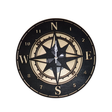 Load image into Gallery viewer, Nautical Compass Clock - MDF Wood
