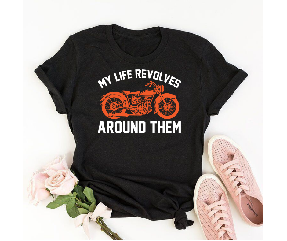 My life revolves around bike - Women's half sleeve round neck T-shirt