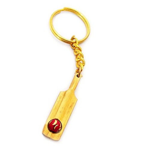Brass Cricket Bat and Ball Metal Keychain for cricket lovers