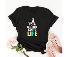 Load image into Gallery viewer, Yoga balance yr life - Women&#39;s half sleeve round neck T-shirt
