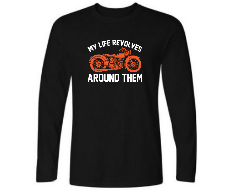 My life revolves around bike - Men's full sleeve round neck T-shirt