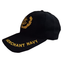 Load image into Gallery viewer, Merchant Navy Embroidered Black Adult Unisex Cap - Premium Quality
