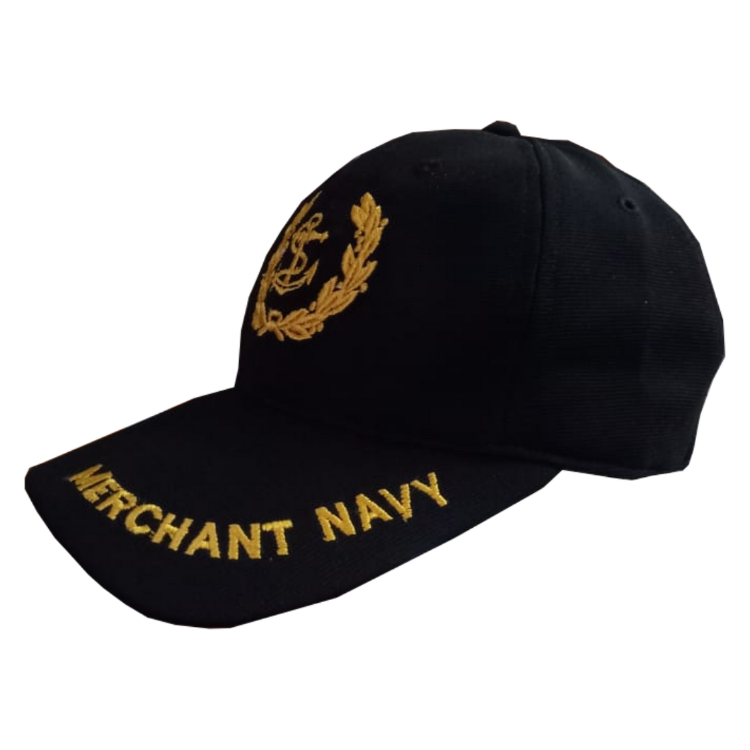 Merchant Navy Embroidered Black Adult Unisex Cap - Premium Quality