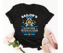 Load image into Gallery viewer, Sailors wife&#39;s Statement (blue) - Women&#39;s half sleeve round neck T-shirt
