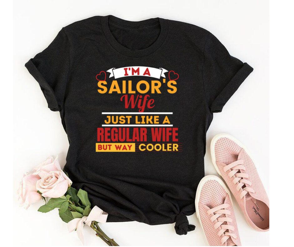 Sailors wife are cooler than normal wife - Women's half sleeve round neck T-shirt
