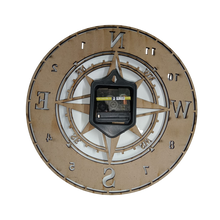 Load image into Gallery viewer, Nautical Compass Clock - MDF Wood

