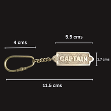 Load image into Gallery viewer, Captain Engraved - Brass Key Chain with Carabiner Hook
