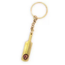 Load image into Gallery viewer, Brass Cricket Bat and Ball Metal Keychain for cricket lovers
