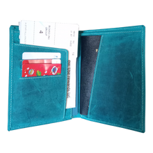 Load image into Gallery viewer, Classic Veg Tanned Hunter Leather Passport / CDC / COC Travel Wallet
