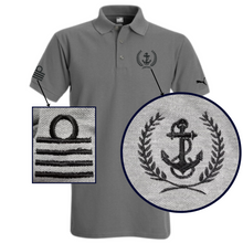 Load image into Gallery viewer, PUMA Brand Merchant Navy Captain Eppaullets and Anchor Logo Embroidered Polo Neck T-shirt - Grey
