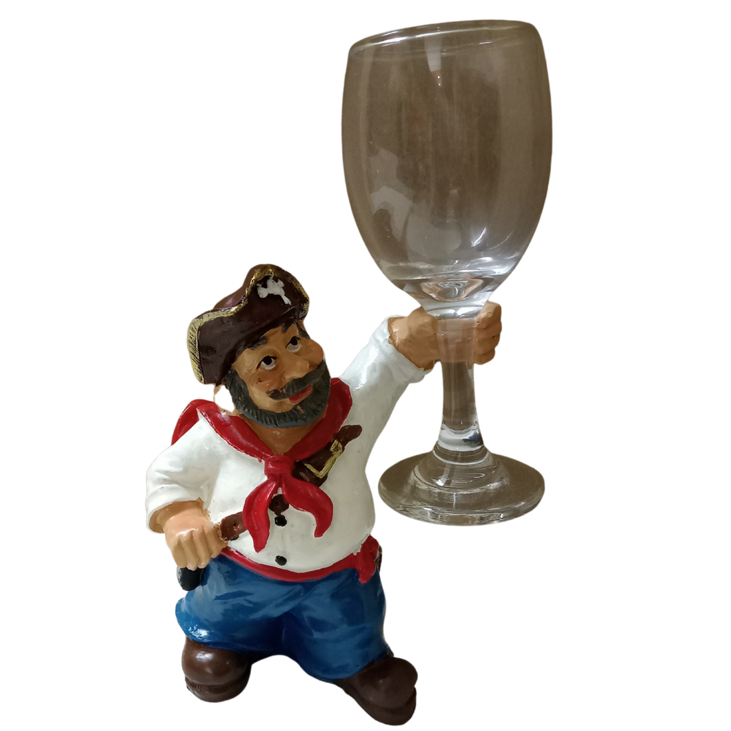 White Shirt Pirate Wine Glass Holder - PolyResin Material