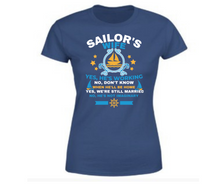 Load image into Gallery viewer, Sailors wife&#39;s Statement (blue) - Women&#39;s half sleeve round neck T-shirt
