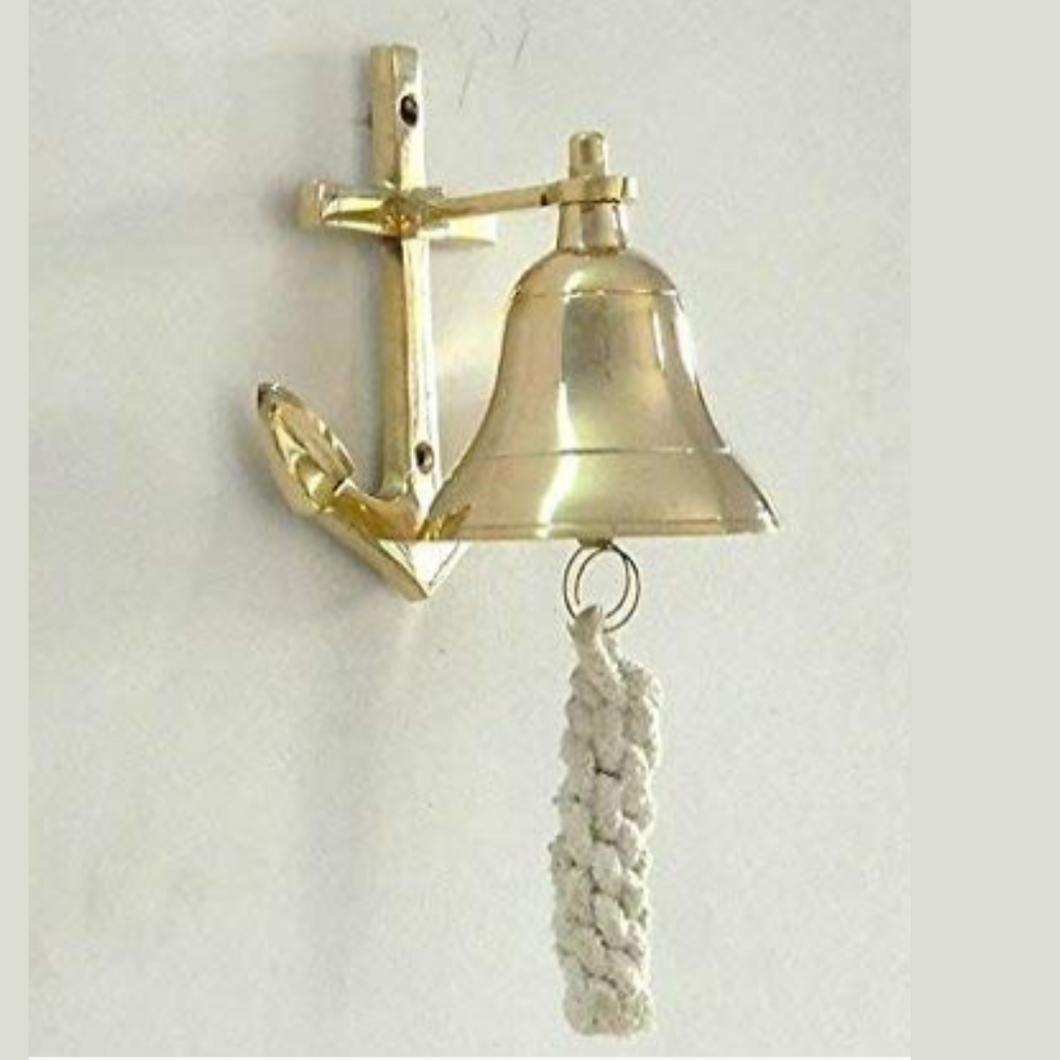 Shiny finish Brass Nautical Ship Bell with Anchor