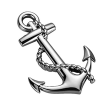 Load image into Gallery viewer, Silver Roped Anchor 3D Silver Car/Bike Sticker
