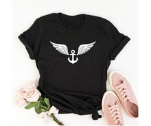 Load image into Gallery viewer, Winged Anchor - Women&#39;s Half Sleeve Round Neck T-Shirt

