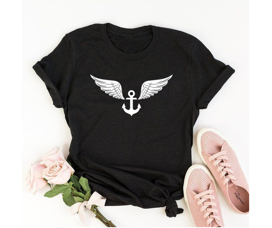 Winged Anchor - Women's Half Sleeve Round Neck T-Shirt