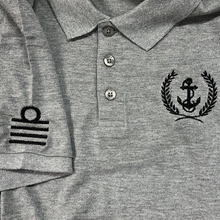 Load image into Gallery viewer, PUMA Brand Merchant Navy Captain Eppaullets and Anchor Logo Embroidered Polo Neck T-shirt - Grey
