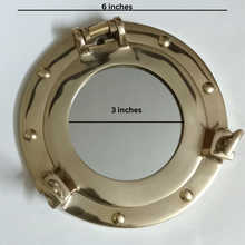 Load image into Gallery viewer, Brass Glossy Finish Porthole Mirror (6 inches)
