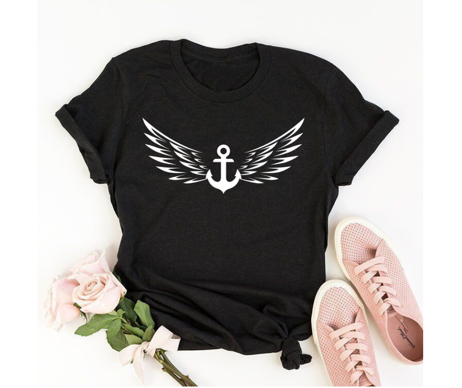 Anchor with wing - Women's Half Sleeve Round Neck T-Shirt