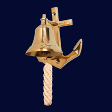 Load image into Gallery viewer, Shiny finish Brass Nautical Ship Bell with Anchor
