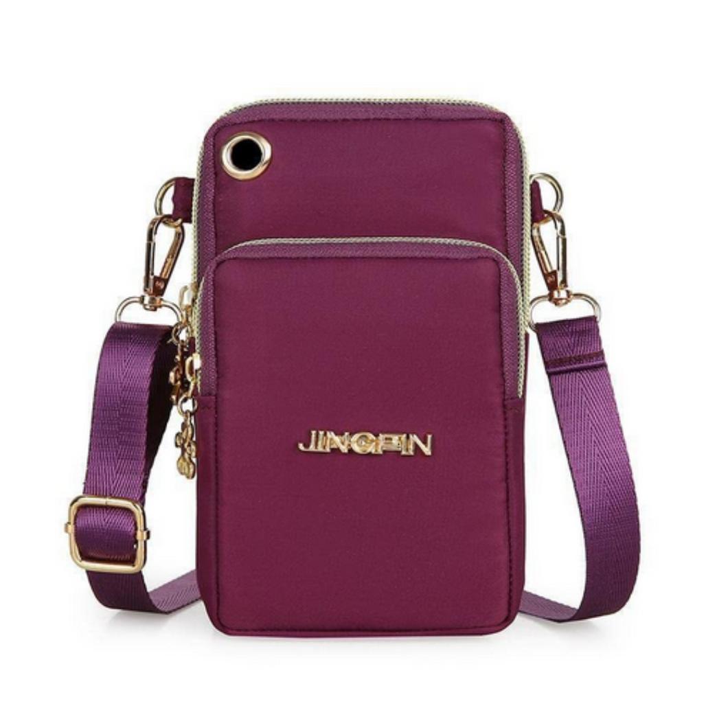 Small Crossbody Multilayer 3 in 1 Woman Sling Pouch/Bag with Mini Earphone Hole