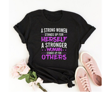 Load image into Gallery viewer, Stronger women stands up for others - Women&#39;s half sleeve round neck T-shirt
