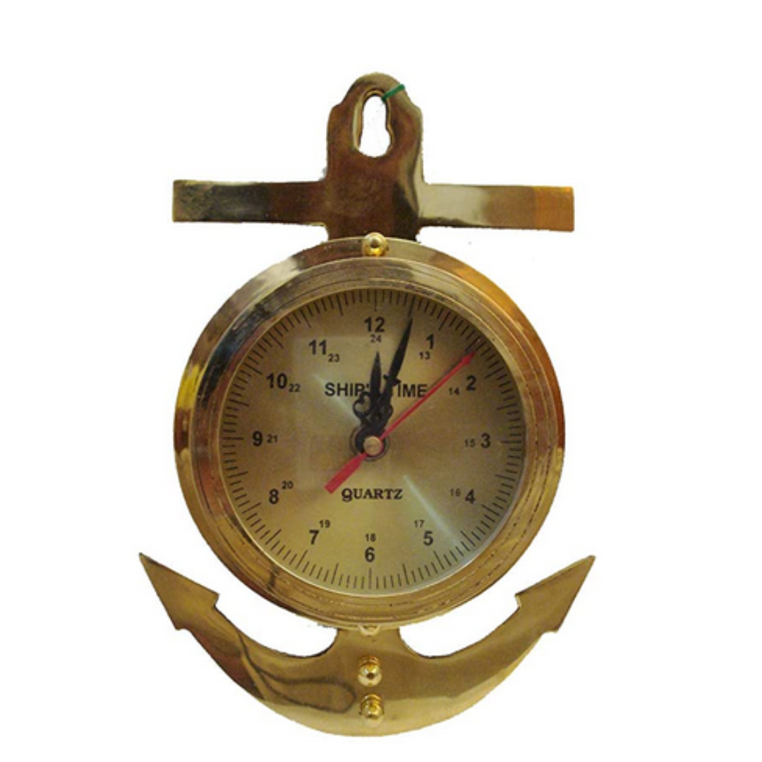 Antique Nautical Brass Anchor Analogue Clock MARINERSKART
