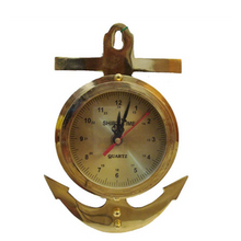 Load image into Gallery viewer, Antique Nautical Brass Anchor Analogue Clock
