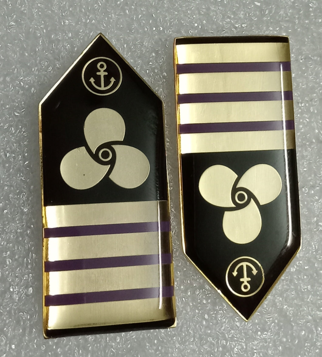 Lapel Pin type Gorget Collar Badges for Merchant Navy Marine Engineers & ETO