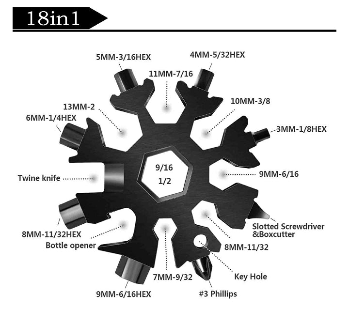 18 in 1 Snow Flake Screw Driver Multi Tool