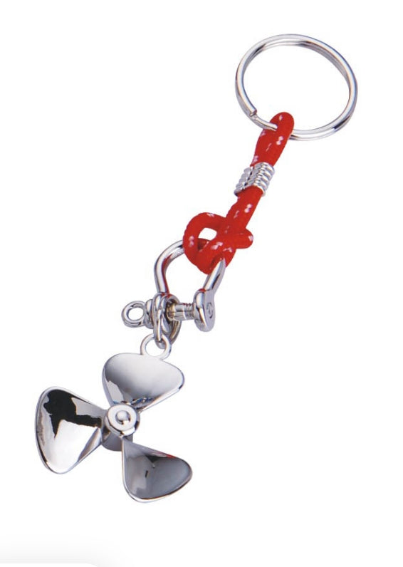 Silver Propeller with rope Metal Keychain