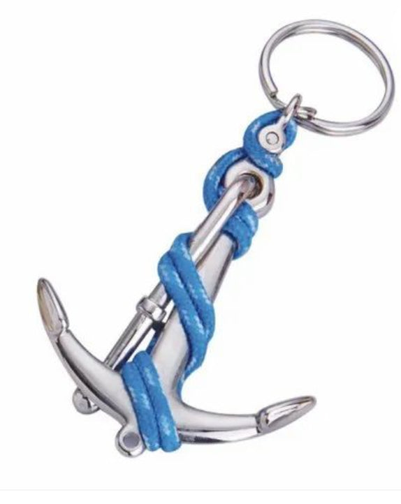 Silver Anchor with rope Metal Keychain