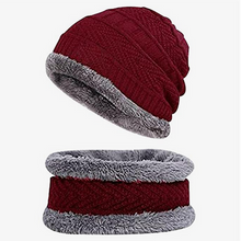 Load image into Gallery viewer, Unisex Soft Fleece Knitted Woollen Beanie Winter Cap with Neck Warmer/Muffler

