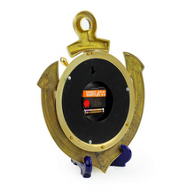 Load image into Gallery viewer, Nautical Anchor &amp; Helm Wheel Brass Wall Clock
