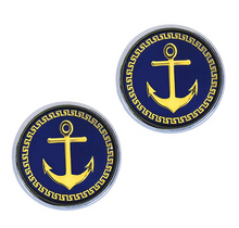 Load image into Gallery viewer, SS Blue Anchor Cuff Links
