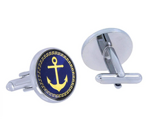 Load image into Gallery viewer, SS Blue Anchor Cuff Links
