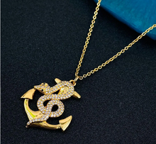 Load image into Gallery viewer, Snake Anchor Zirconia Necklace Pendant Chain - Unisex
