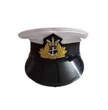 Load image into Gallery viewer, Merchant Navy White Peak Cap with Hand Embroidered Badges
