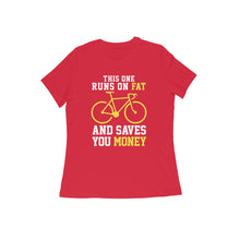 Load image into Gallery viewer, Runs on fat - Women&#39;s Half sleeve round neck T-Shirt
