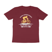 Load image into Gallery viewer, Never underestimate an old man with a cycle - Men&#39;s Half sleeve round neck T-Shirt
