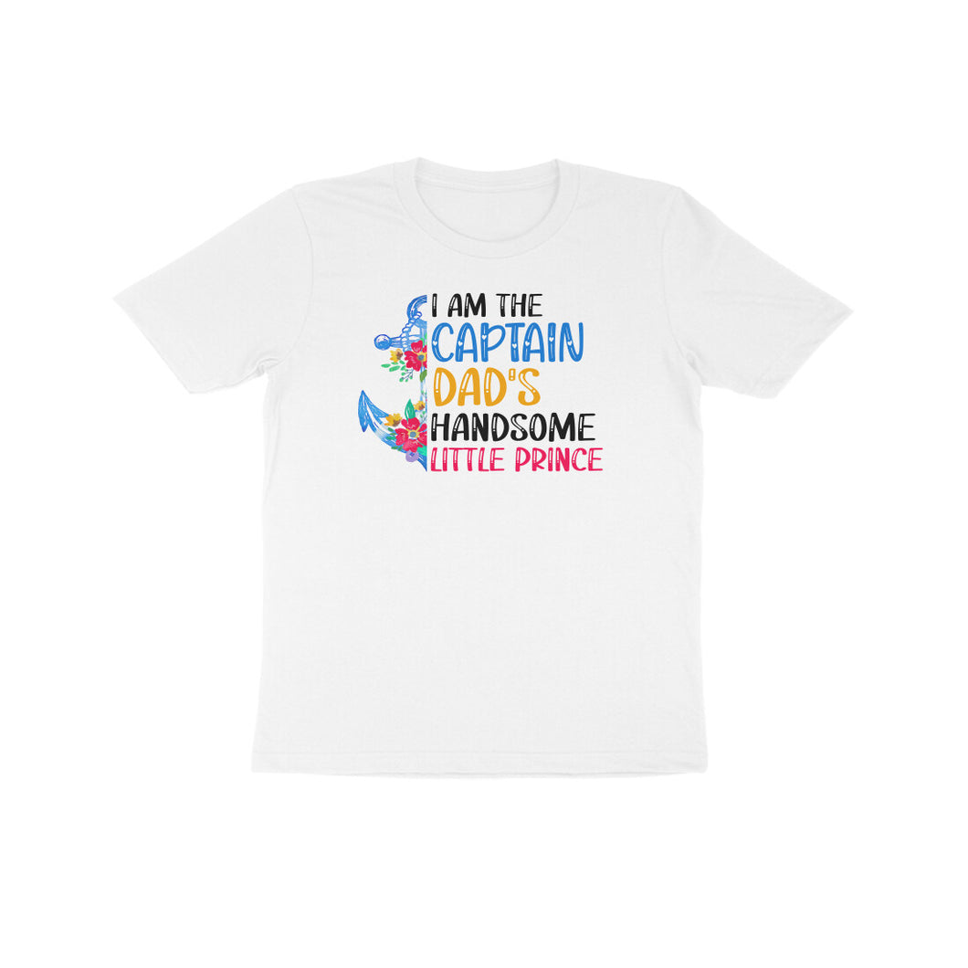 Captain dad's handsome little prince - Kids unisex half sleeve round neck T-shirt