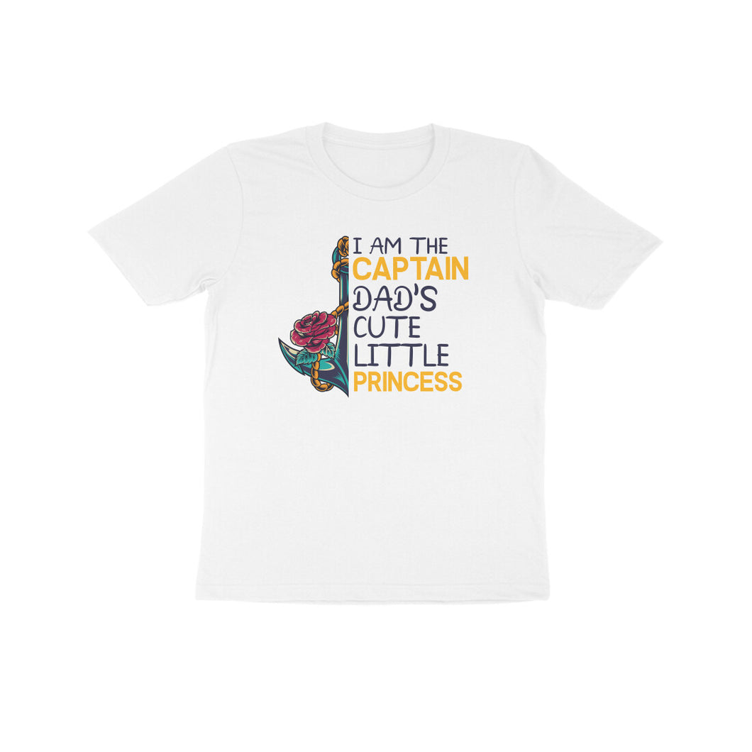 I am Captain dad's cute little princess - Kids unisex half sleeve round neck T-shirt