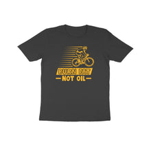 Load image into Gallery viewer, Burn fat not oil cycling- Kids unisex half sleeve round neck T-shirt
