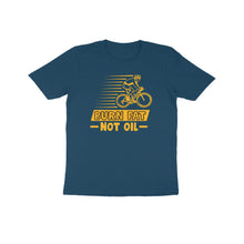 Load image into Gallery viewer, Burn fat not oil cycling- Kids unisex half sleeve round neck T-shirt
