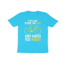 Load image into Gallery viewer, Runs on fat cycle - Kids unisex half sleeve round neck T-shirt
